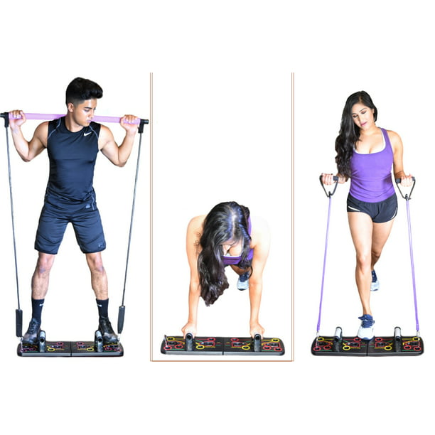 PQZATX Push Up Rack Push-Up Stand Board with Resistance Bands for Gym Training Body Building Fitness Exercise Tool